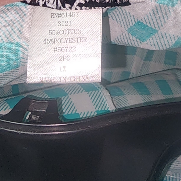 Anthony Richards Green and White Check Pattern ShortSet Pajamas 1X New - Picture 6 of 11